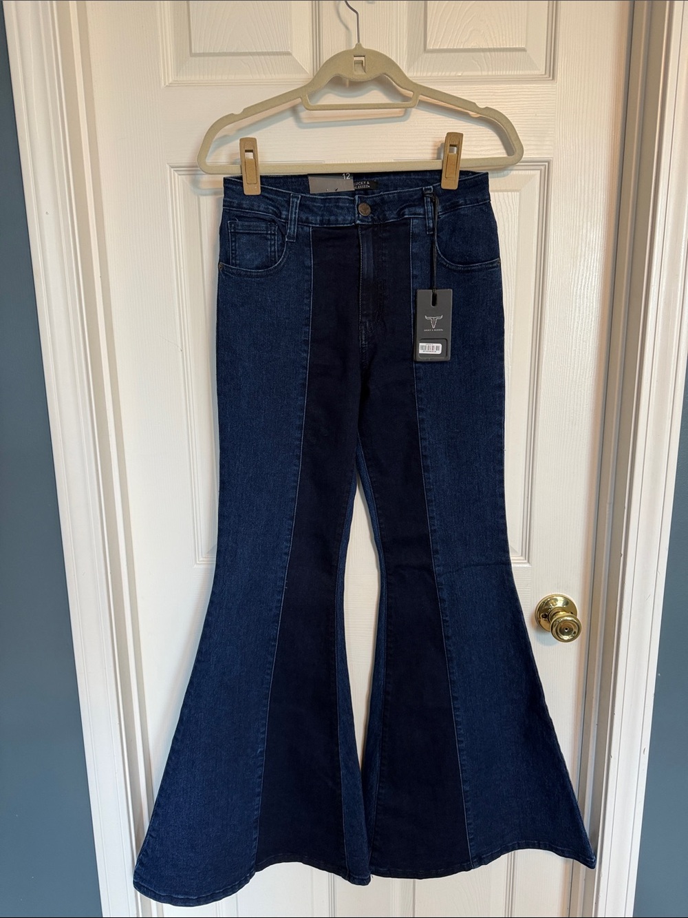 Lucky & Blessed Two-Tone Dark Blue and Indigo Flare Jeans (0023)